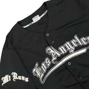 Vintage ZAM Los Angeles Dodgers Mi Raza‎ Baseball Jersey M Black Lady Guadalupe